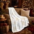 thumbnail image 3 of Gold Snowflake Fantasy, Festive Holiday Scene, Warm Flannel Blanket for Sunroom and Reading Nook with Detailed Artwork, Art Lovers Thanksgiving Gift, Festive Home Decor, 3 of 9