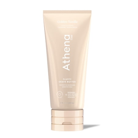 Athena Club Fluffy Shave Butter - Women's Shaving Cream, All Skin Types, 7 Fl Oz, Golden Vanilla