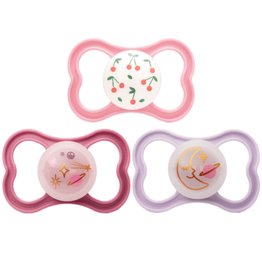 MAM Air Night & Day Baby Pacifier, For Sensitive Skin, Glows in the Dark, 3 Pack, 16  Months, Girl