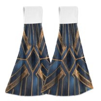 Yayeee Kitchen Hanging Hand Towels Set of 2 with Loop Bathroom Absorbent Tie Towel, Elegant Geometric Pattern