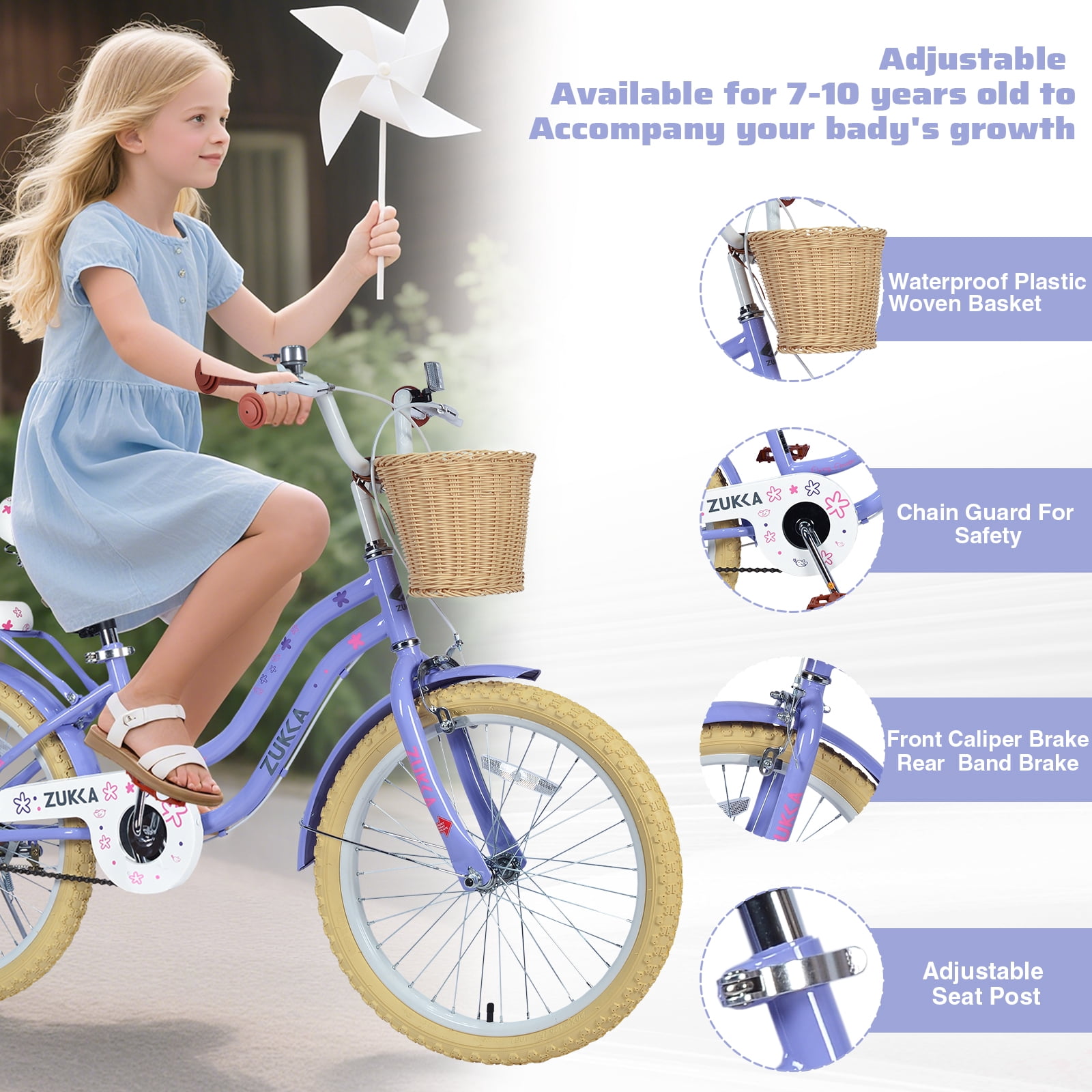 Ambifirner 20 Inch Blue Bicycles Mountain Bike , Single Speed Bicycles with Dual Brakes , City Bike