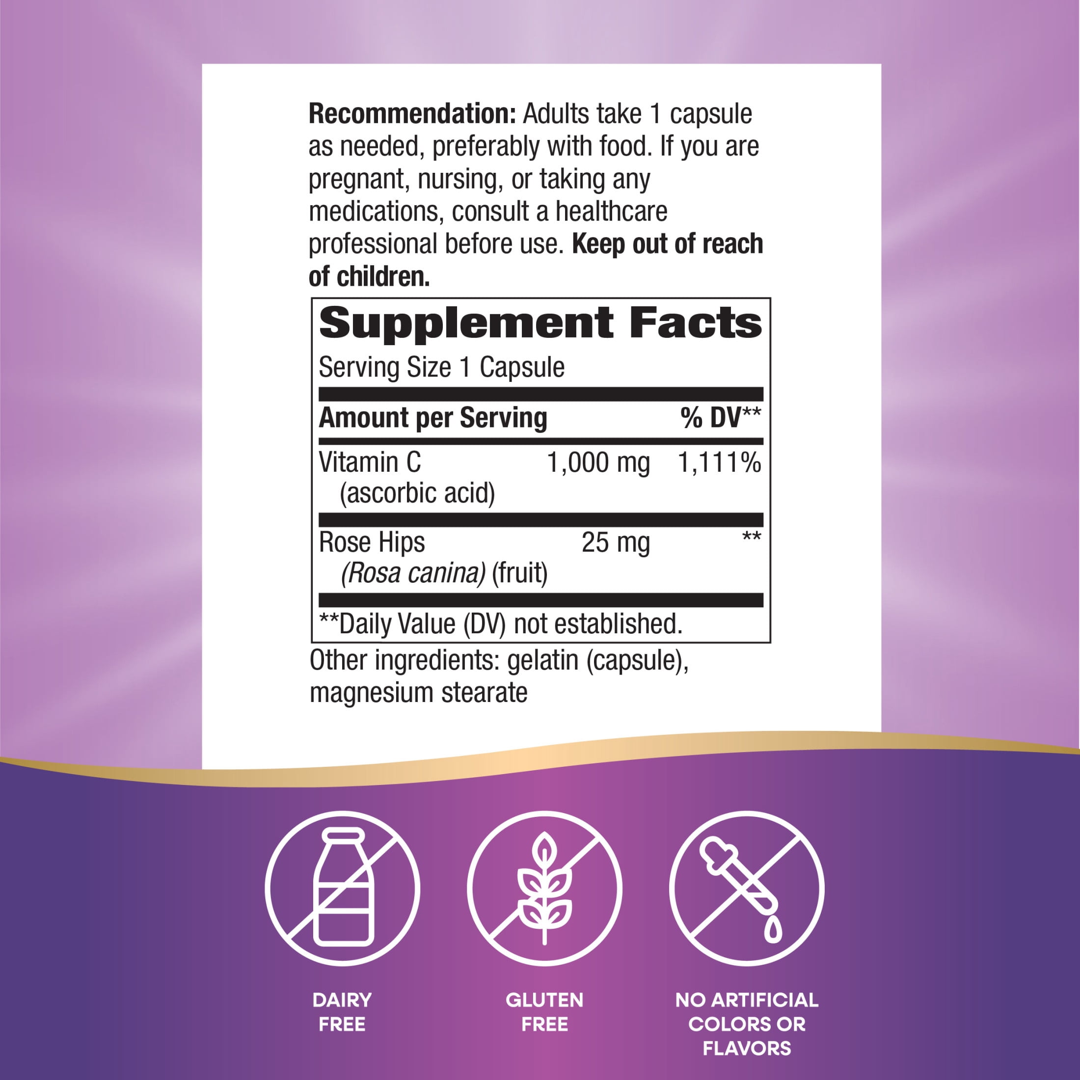 Nature's Way Extra Strength‡ Vitamin C with Rose Hips Capsules, Supports Immune Health*, 250ct