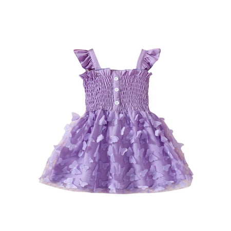 

Bagilaanoe Toddler Baby Girl Summer Dress 3D Butterfly Sleeveless A-line Princess Dresses 1T 2T 3T 4T 5T 6T Kid Patchwork Tulle Skirt
