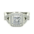 thumbnail image 5 of Diamond Engagement Ring for Women GIA certified Princess Cut Halo Rings Criss Cross Shank 14K White Gold 1.50 carat (G,SI), 5 of 6
