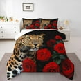 thumbnail image 2 of Feelyou 3D Leopard Animal Bedding Comforter Set, Romantic Red Rose Twin Comforter Sets, Wildlife Cheetah Animal Bedding Set, Breathable Home Decor, 2pcs, 2 of 8