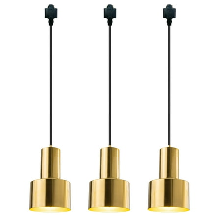 KAYYELAMP Set of 3 H-Type Gold Bronze Track Lighting E26 Base 3.2 Feet Black Cord Vintage Design for Kitchen Restaurant(No Bulb, Track)