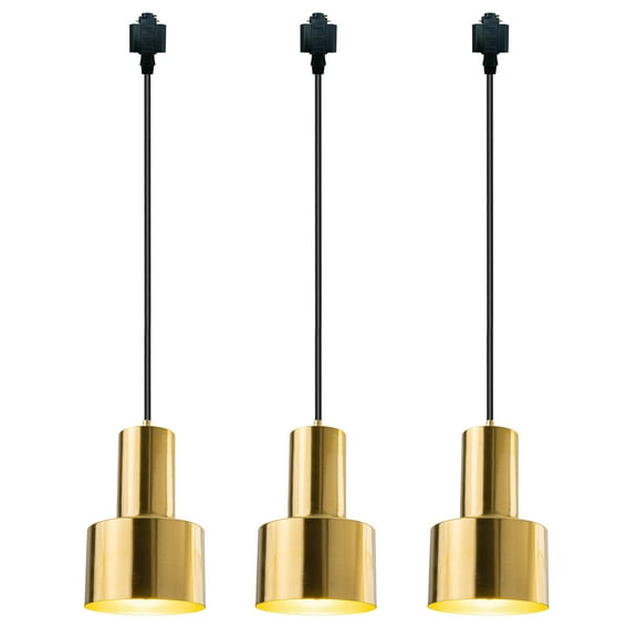 KAYYELAMP Set of 3 H-Type Gold Bronze Track Lighting E26 Base 4.9 Feet Black Cord Vintage Design for Kitchen Restaurant(No Bulb, Track)