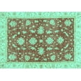 thumbnail image 1 of Ahgly Company Machine Washable Indoor Rectangle Oriental Turquoise Blue Traditional Area Rugs, 7' x 10', 1 of 4