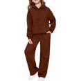 thumbnail image 4 of Teen Girls Sweatsuit Fall Hoodie And Sweatpants Set 4-13 Years,120=4-5Years,Coffee_01, 4 of 8
