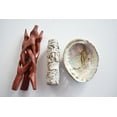 thumbnail image 2 of Smudging Ceremony Travel Kit: Polished Abalone Shell + Wooden Tripod Stand + White Sage Stick, 2 of 3