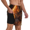 thumbnail image 2 of Sikiie Gold Flame Pattern Wolf Print Men's Double Layer Swimming Trunks, Adjustable Waistband and Pockets Sports Swimming Trunks, Beach Swimwear-XX-Large, 2 of 6