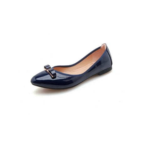 

Woobling Women s Flats Slip On Boat Shoe Comfort Flat Shoes Casual Dress Party Blue Patent Leather Upper 7