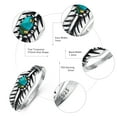 thumbnail image 4 of JQUEEN 925 Sterling Silver Ring Womens Feather Turquoise Rings Stacking Ring Vintage Statement Ring for Women Size 5-9, 4 of 5