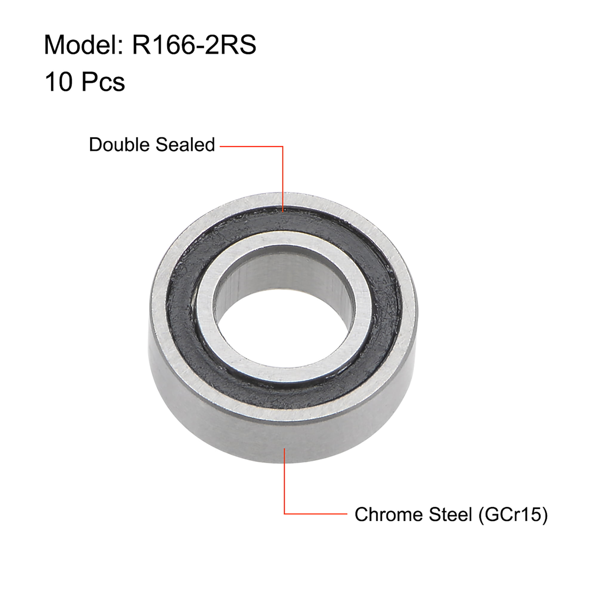 R166-2RS Deep Groove Ball Bearing 3/16"x3/8"x1/8" Sealed Z2 Lever Bearings 10pcs