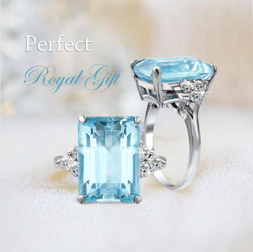 Buy Aquamarine and Diamonds Ring, Meghan Markle Ring, Natural Aquamarine,  Engagement Ring, 14K Gold Ring, 14K White Gold, Ring for Women Online in  India - Etsy