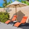 thumbnail image 4 of TLSUNNY Outdoor Lounge Set of 3, Aluminum Frame 2 Recliner Chairs & 1 Side Table with Adjustable Backrest and Removable Headrest, for Backyard, Pool, Patio Tanning, 4 of 9