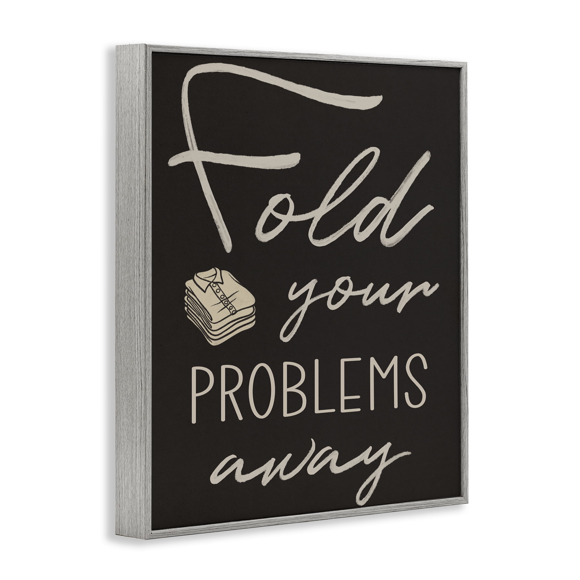 Fold Your Problems Away Gray Framed Giclee Art, design by Marcus Prime