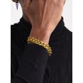 thumbnail image 3 of PROSTEEL Gold Plated Bracelet for Men Chunky Cuban Bracelet 14MM 8.3 inch Stainless Steel Chain Bracelet Mens Birthday Valentines Day Jewelry Gifts for Him Dad Adults Age, 3 of 8
