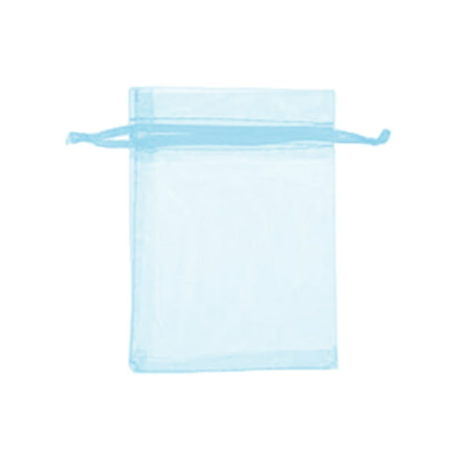 Limorve Organza Bags, 100Pcs Drawstring Mesh Bags for Party Favors, Jewelry, and Gift Packaging Light Blue
