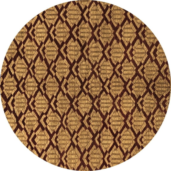 Ahgly Company Indoor Round Abstract Brown Modern Area Rugs, 3' Round