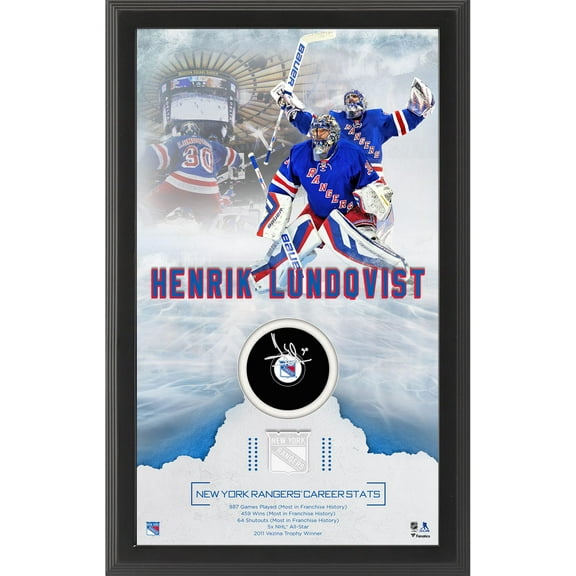 Henrik Lundqvist New York Rangers Framed Autographed Rangers Career Statistic Hockey Puck Shadowbox with Hockey Puck - Fanatics Authentic Certified
