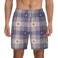 thumbnail image 3 of Uemuo Heart Check Plaid Pattern Mens Swim Trunks Quick Dry Board Shorts with Mesh Lining, Stretch Beach Shorts Quick Dry No-Chafing Board Shorts-3X-Large, 3 of 9