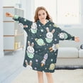 thumbnail image 5 of Dailycode Wearable Blanket Hoodie Oversized Sherpa Flannel Blankets with Pocket for 3-14 Year Old Cartoon Rabbit Star Planet, 5 of 7