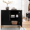 thumbnail image 2 of REHOOPEX Modern storage cabinet, free standing buffet cabinet, black accent cabinet with doors, wood sideboard and buffet with storage for living room/hallway/entryway/dining room/bedroom, 2 of 6