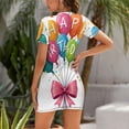 thumbnail image 2 of Happy Birthday Colorful Balloons Celebration Sweet Elegant Short Sleeves Dress Women Korean Kawaii Dress, 2 of 9