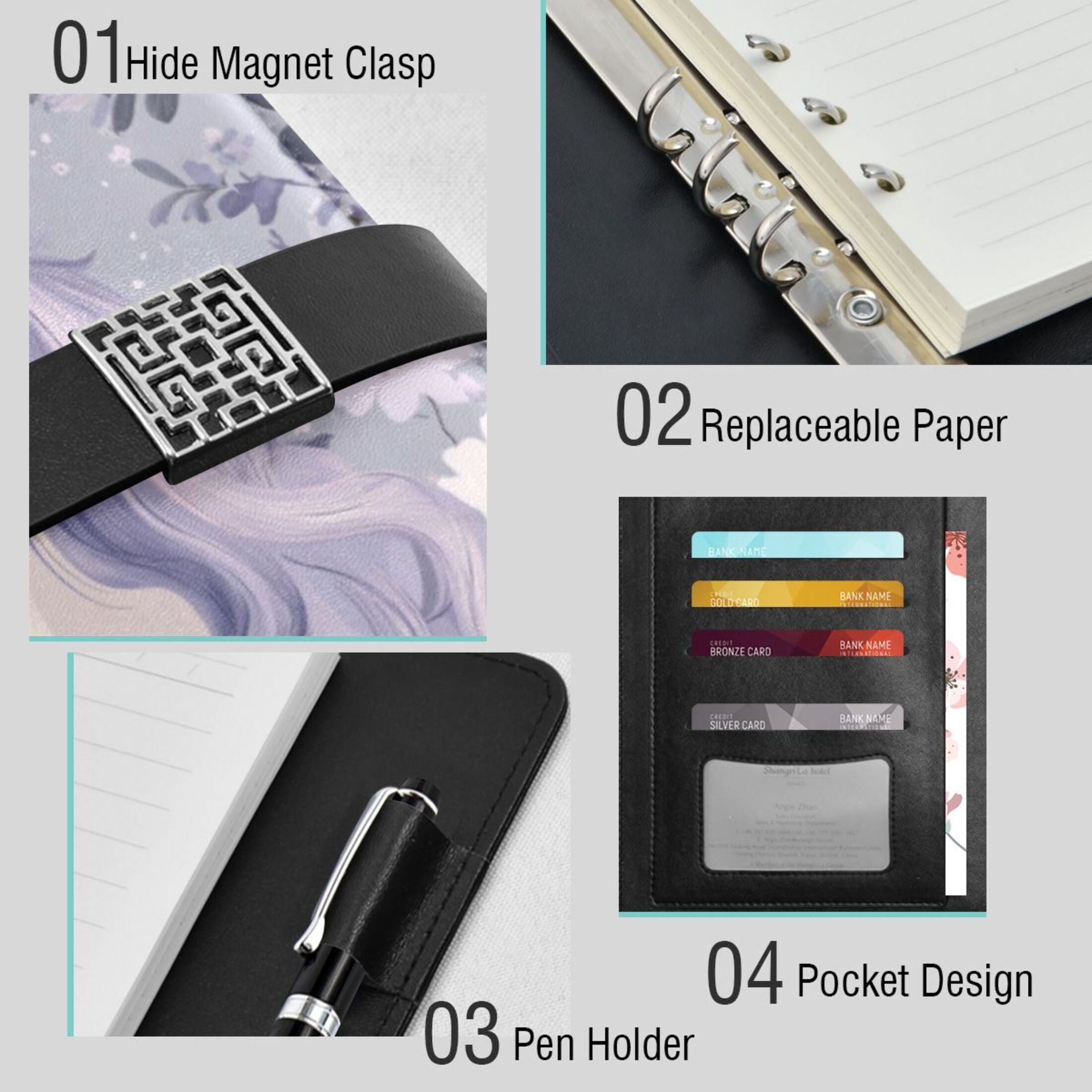 Leather Planner Leather Notebook Notebook Journal Binder Design Pen Pocket Design Convenient for Storage Cool Cute Unicorn