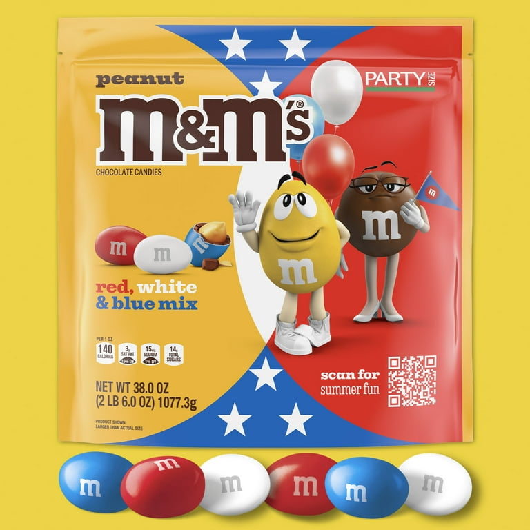 M&M's Peanut Chocolate Red, White & Blue Candy, Party Size