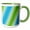 Green/White, variant on 3drose, Lime to Turquoise Stripes, 15oz Mug