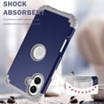 thumbnail image 6 of for iPhone 16 Plus Case, Phone Case iPhone 16 Plus, Heavy Duty 3 in 1 Full Rugged Shockproof Hybrid Hard PC Soft Rubber Bumper Corner Drop Protection Grip Girls Women Boys Men,Darkblue, 6 of 8