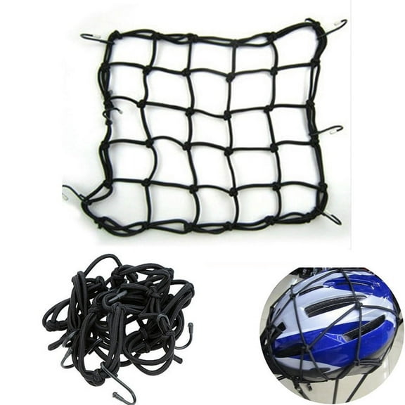 Heavy Duty Elastic Cargo Net with Secure Hook Fastening System for Motorcycle Luggage Transport and Storage