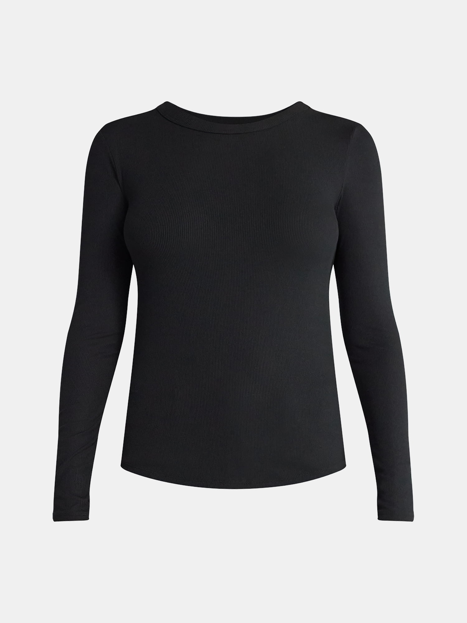 No Boundaries Crewneck Tee with Long Sleeves, Women's & Women's Plus XXS-4X