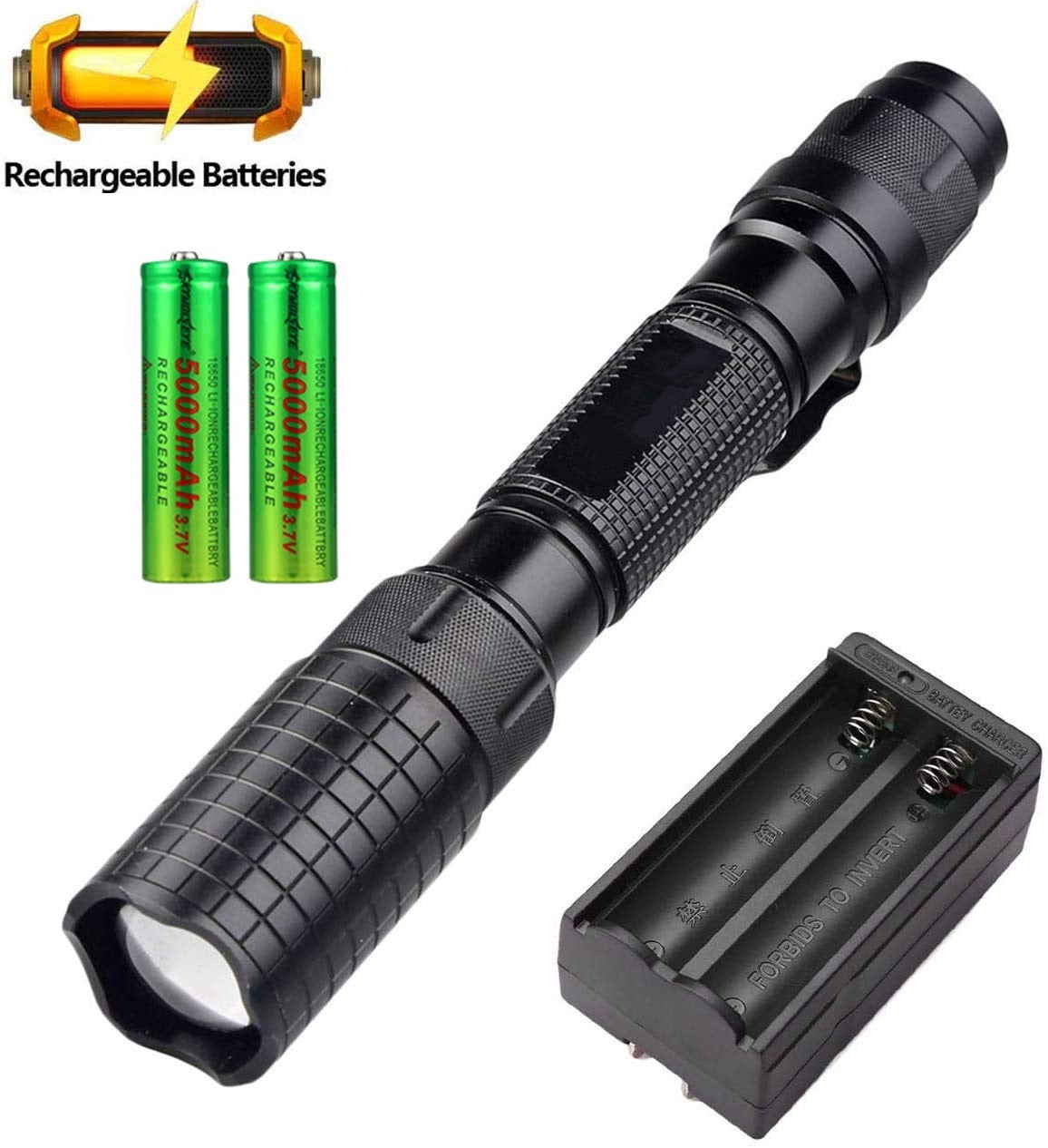Garberiel Tactical 90000Lumens Zoomable T6 LED Flashlight 18650 Aluminum Torch 