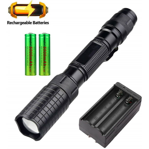 Brightest Flashlights , Bright Professional Military Torch Light 5 Mode Adjustable Brightness Waterproof Flashlight with Battery Charger - Walmart.com