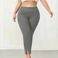 thumbnail image 6 of Stamzod Women's Plus Size Leggings High Elastic Waist Split Yoga Pants Women Slim Fit Stretchy Workout Leggings, 6 of 8