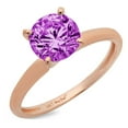 thumbnail image 4 of 2 ct Round Cut Simulated Alexandrite Solitaire 18K Rose Gold Womens Engagement Ring, 4 of 5