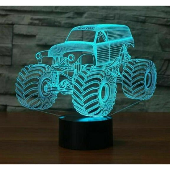 Grave Digger Monster Truck 3D Desk Lamp 7 Changeable Colors Night Light