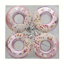 4pcs Donut Christmas Ornaments 2.7 Inch Christmas Tree Decorations Colorful Donut Pendant Hanging Decor for Holiday Party Home Birthday Festive Decorations Lightweight Plastic Donut Baubles