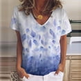 thumbnail image 1 of DPTALR T-Shirt à Col en V Imprimé pour Femmes Manches Courtes Tee Décontracté Blouse, 1 of 5