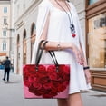 thumbnail image 5 of Valentine's Day Roses Heart Woman Leather Handbags Large Tote Bag Fashion Portable Handbags With Zipper, 5 of 7