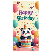 LUUFILx Panda Birthday Backdrop Banner for Kids Party Supplies Happy Birthday Decorations with Balloons and Flowers Party Decor Background Props