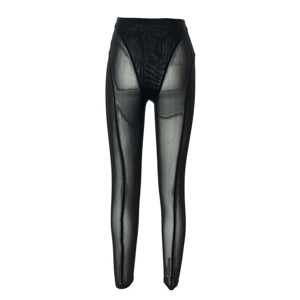 Nituyy Women Sexy See-through Leggings, Black High Waist Bodycon Pants for  Club Wear, S/ M/ L 