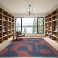 thumbnail image 2 of ODIKA 9'x12' Blue Coral Geometric Harmony Design Washable Area Rug Elegant Mid-Century Modern Inspired Pattern for Master Suite, California King, Under Bed, Non-Shedding, Easy Care, 2 of 7