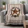 thumbnail image 2 of Farmhouse Blanket Soft Cozy Warm Throw Blanket for Couch, Plush Fuzzy Flannel Fleece Blankets for Sofa, Country Star Berry Plaid Lodge Grey Brown Bed Blankets Lightweight Gifts for Women, 40"x50", 2 of 9