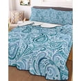 thumbnail image 3 of Quilts Twin XL Size, Light Blue Teal Soft Comforter Bedding Set for Bed, Retro Botanical Abstract Art Lightweight Quilted Bedspread with Pillow Cover(2 Pieces) for All Season, 68x98 Inch, 3 of 6