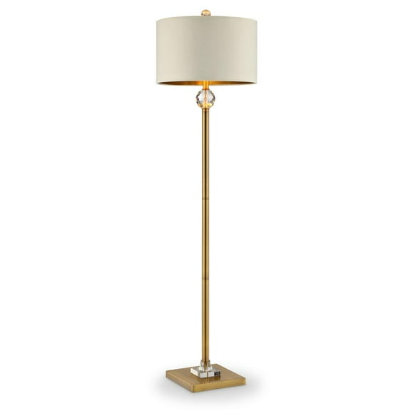 63.25-Inch Perspicio Solid Crystal Orb Gold Column Floor Lamp