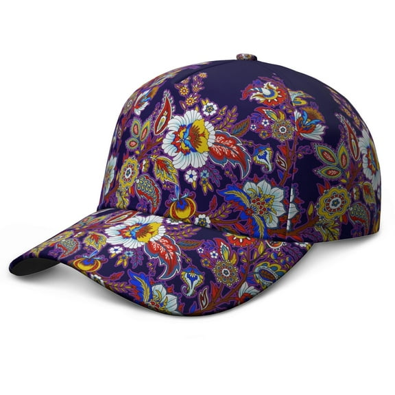 Vintage Paisley Baseball Cap Adjustable Snapback Hat - Boho Floral Pattern Unisex Casual Cap for Men & Women